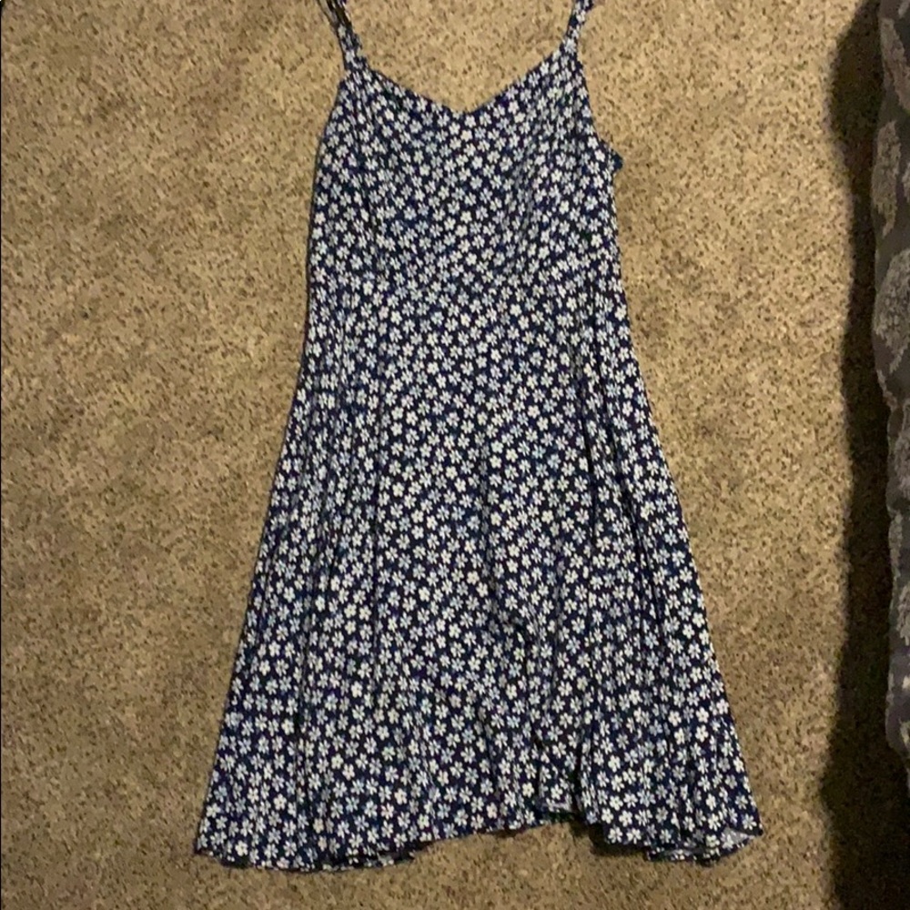 Navy blue and white flowered dress. No underskirt